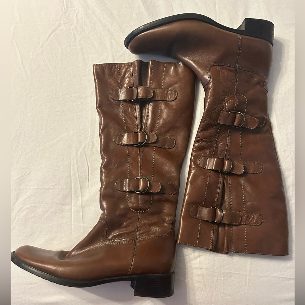 Roberto Vianni Brown leather heeled zipper boots